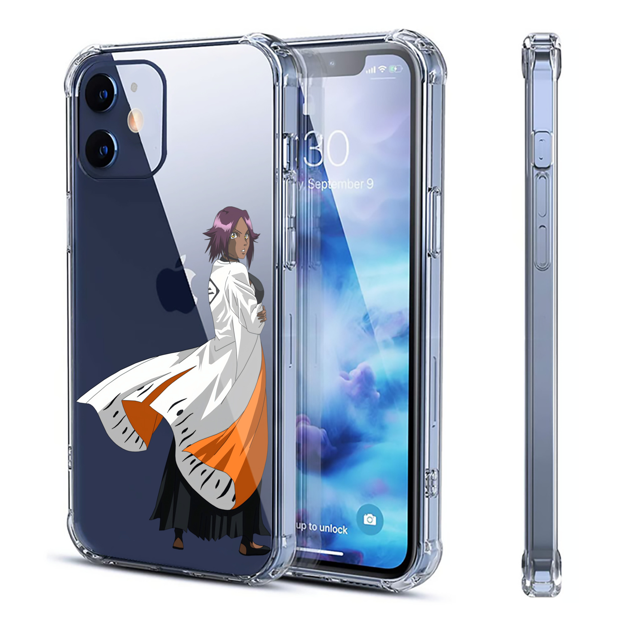 （画像用） ブリーチ 四楓院 夜一（しほういん よるいち） BLEACH Shihouin Yoruichi 【iPhone 12シリーズ対応】透明スマホケース（クリアソフトケース）